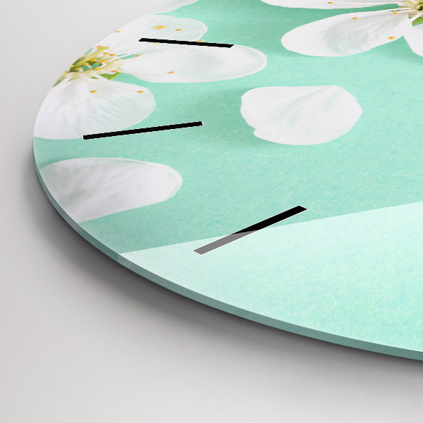 Zegar szklany okrągły Kwitnące kwiaty jabłoni