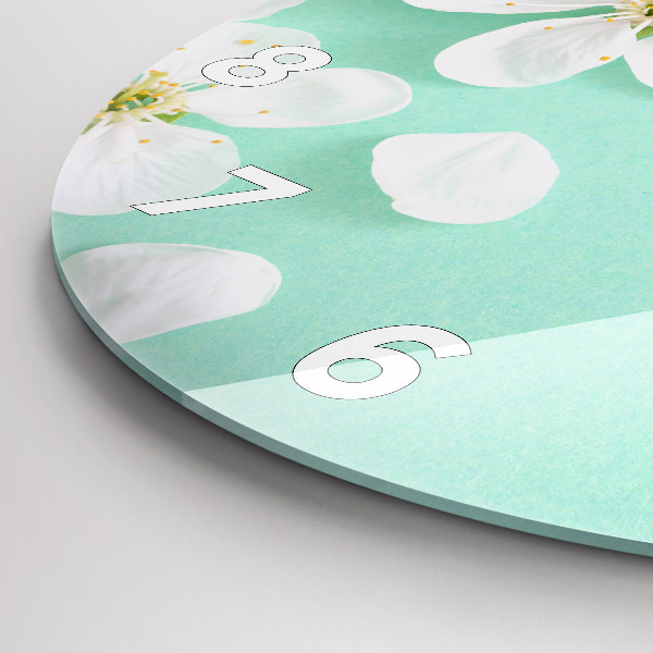 Zegar szklany okrągły Kwitnące kwiaty jabłoni