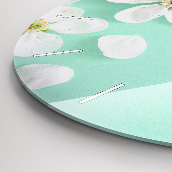 Zegar szklany okrągły Kwitnące kwiaty jabłoni