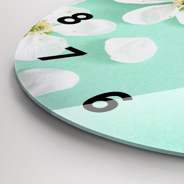 Zegar szklany okrągły Kwitnące kwiaty jabłoni