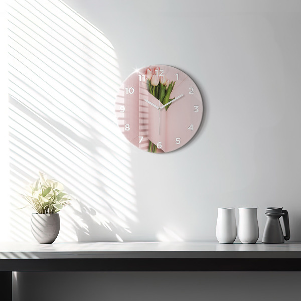 Zegar okrągły Bukiet kwiatów tulipanów