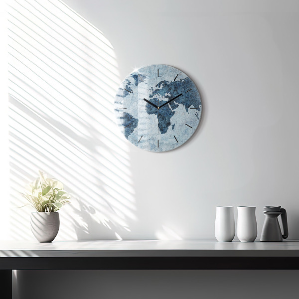 Zegar okrągły Malowana mapa świata