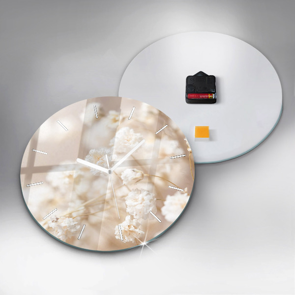 Zegar okrągły Małe białe kwiaty