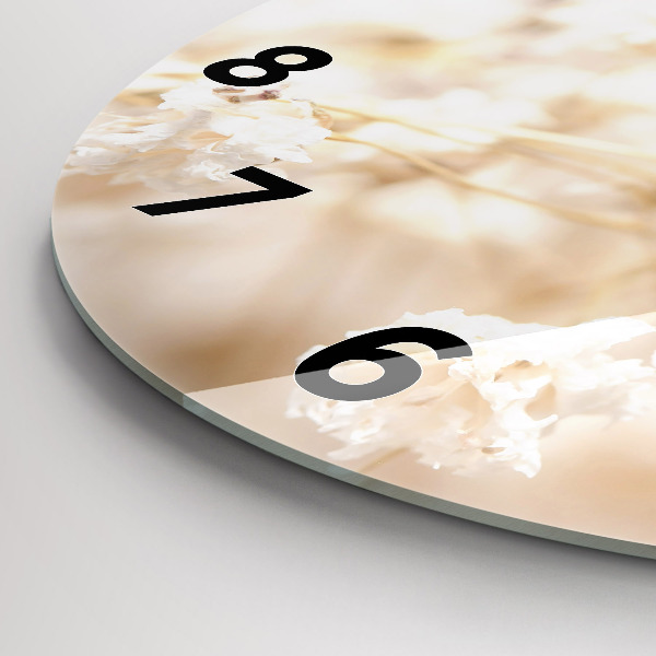 Zegar okrągły Małe białe kwiaty