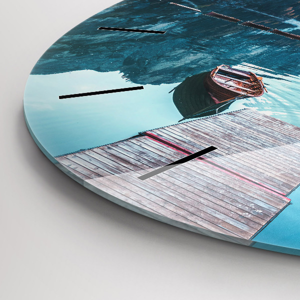 Zegar okrągły Łódki na jeziorze