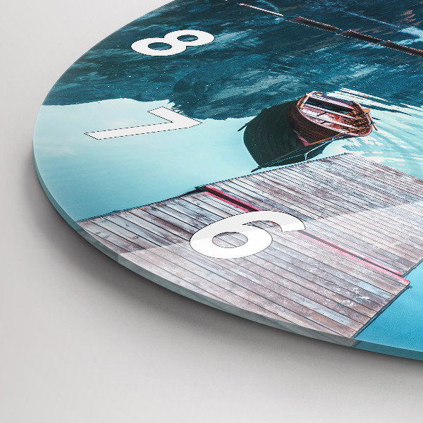 Zegar okrągły Łódki na jeziorze