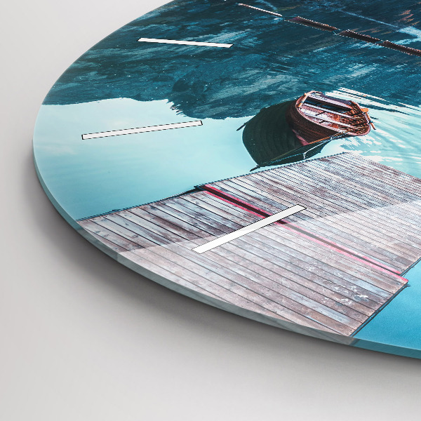 Zegar okrągły Łódki na jeziorze