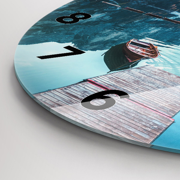 Zegar okrągły Łódki na jeziorze