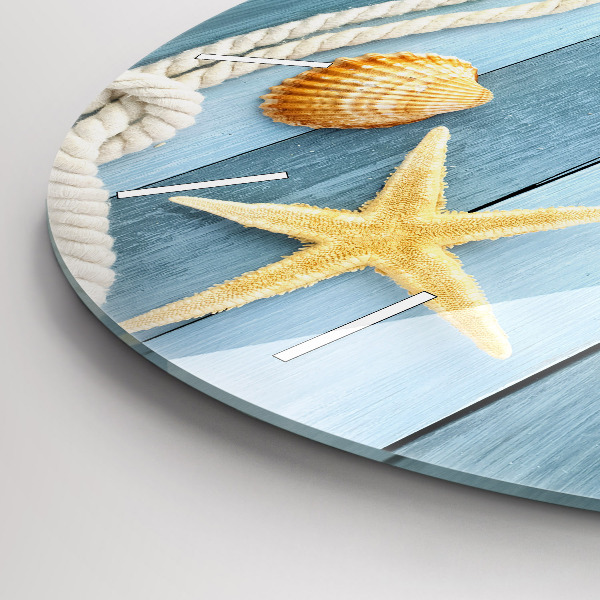 Zegar okrągły Deski pasy i muszelka