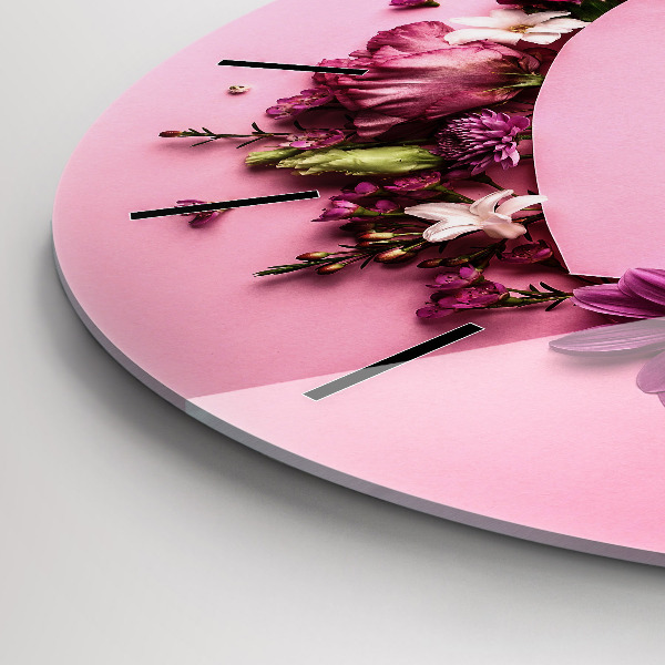 Zegar okrągły Serce z kwiatów