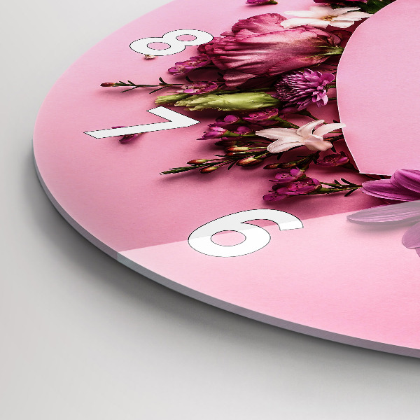 Zegar okrągły Serce z kwiatów