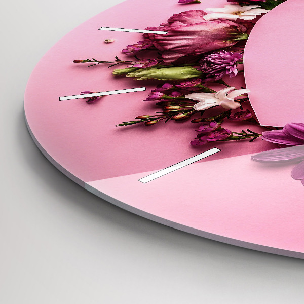 Zegar okrągły Serce z kwiatów