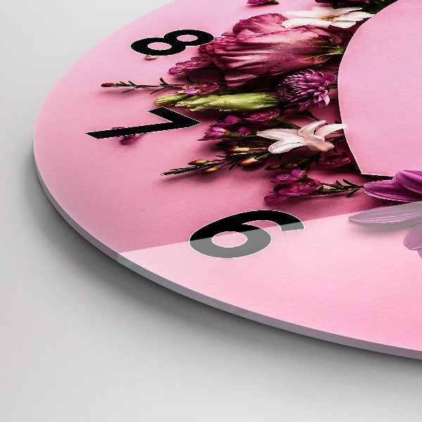 Zegar okrągły Serce z kwiatów