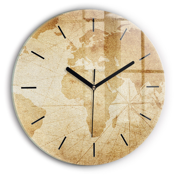 Zegar okrągły Mapa świata vintage