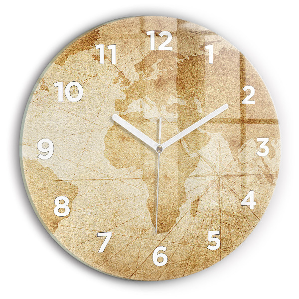 Zegar okrągły Mapa świata vintage