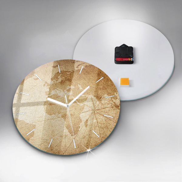 Zegar okrągły Mapa świata vintage