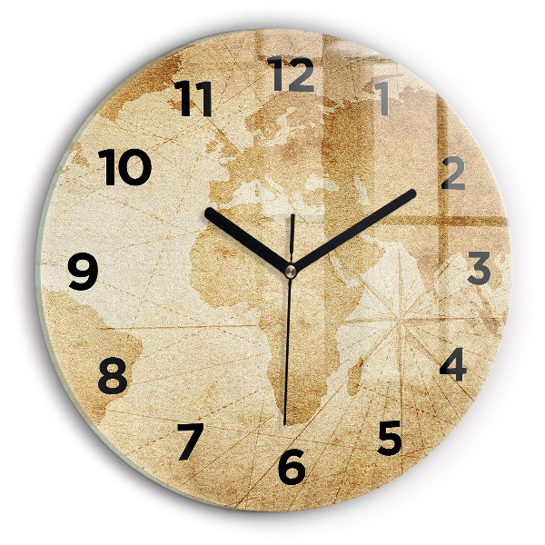 Zegar okrągły Mapa świata vintage