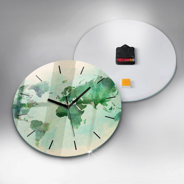 Zegar okrągły Akwarela mapa świata