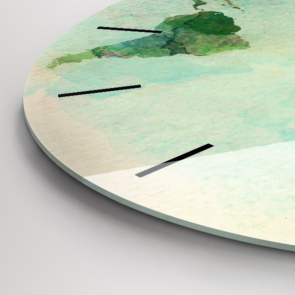 Zegar okrągły Akwarela mapa świata