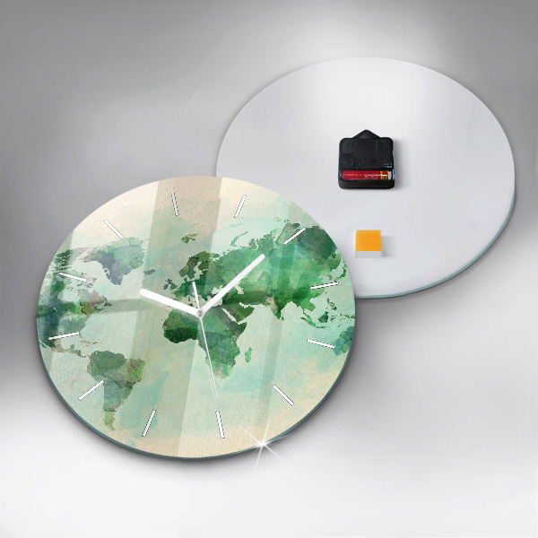 Zegar okrągły Akwarela mapa świata