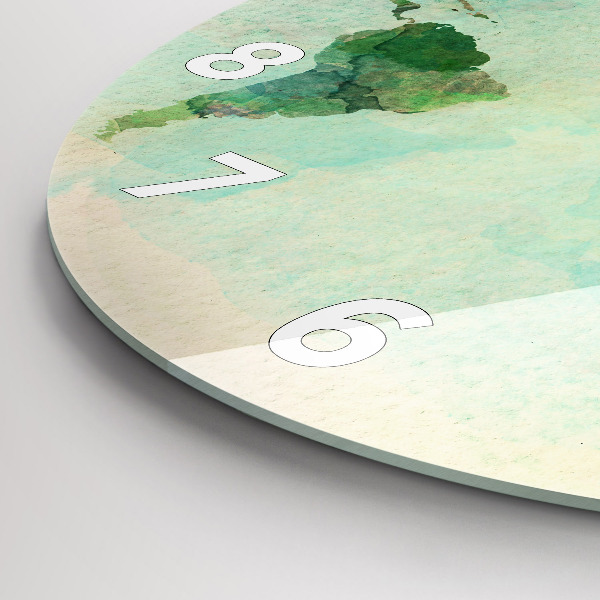 Zegar okrągły Akwarela mapa świata