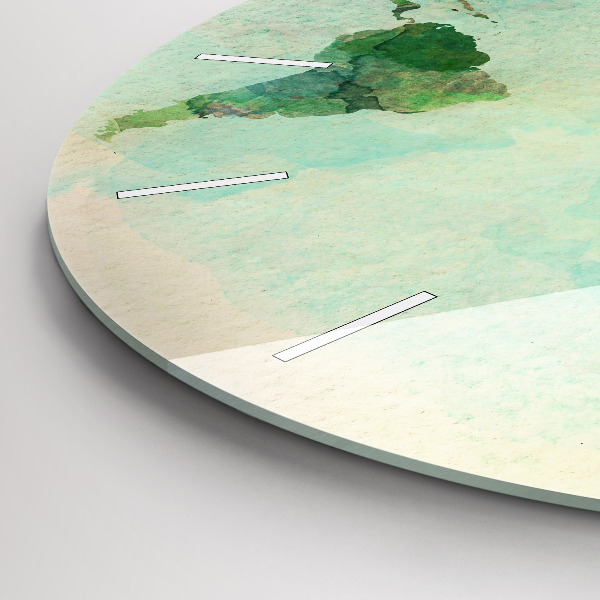 Zegar okrągły Akwarela mapa świata