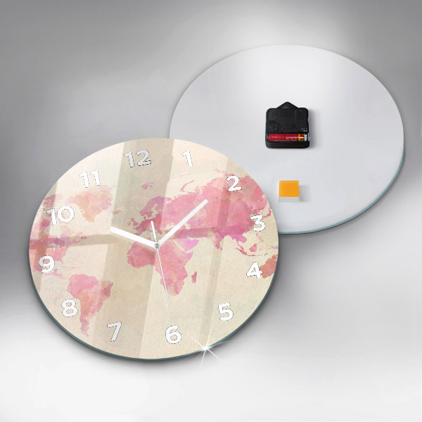 Zegar okrągły Akwarela mapa świata