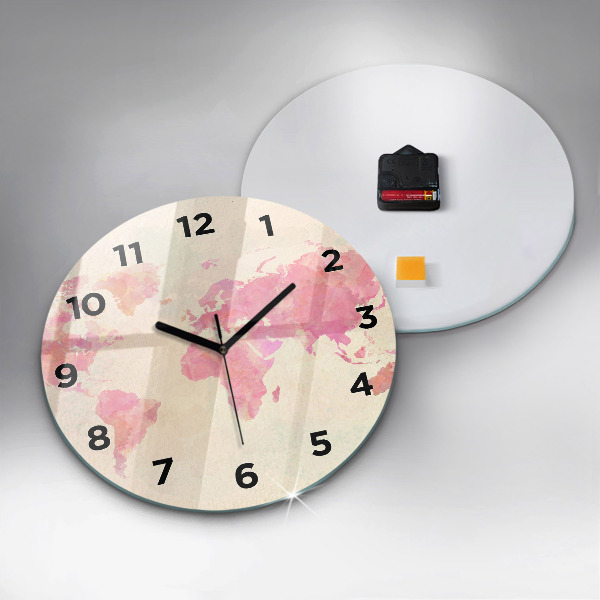 Zegar okrągły Akwarela mapa świata