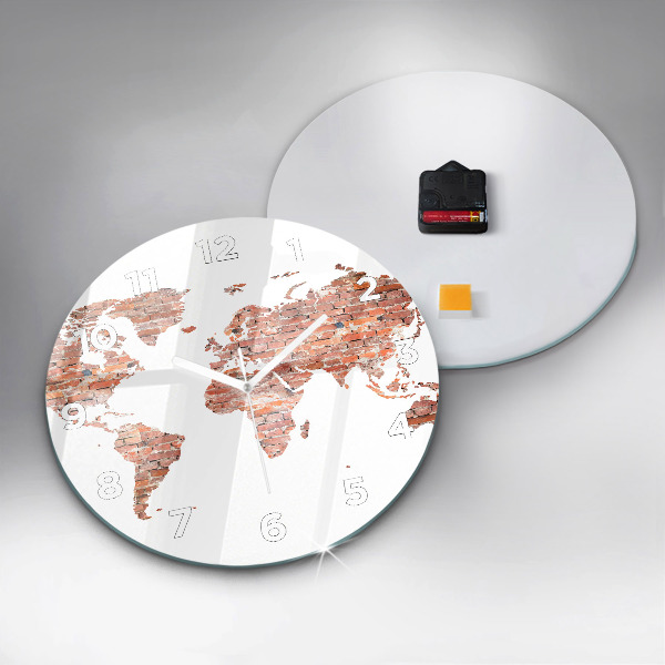 Zegar ścienny okrągły Stara mapa z cegły