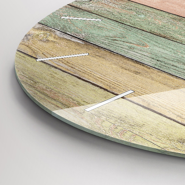 Zegar ścienny okrągły Kolorowe deski