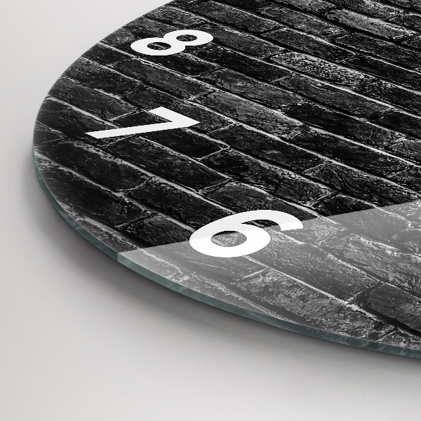 Zegar ścienny okrągły Ciemna ściana cegły