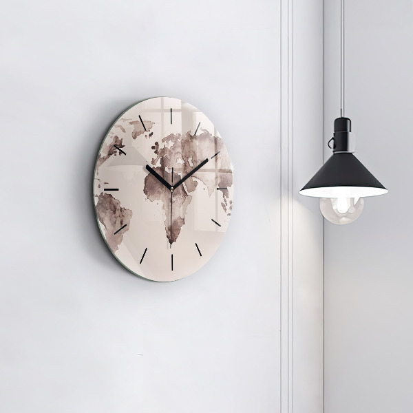 Zegar ścienny okrągły Akwarela mapa świata