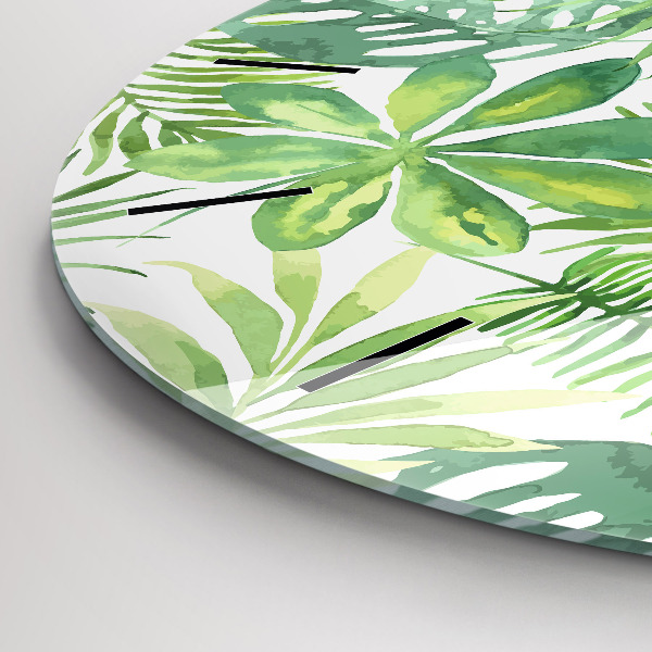 Zegar ścienny okrągły Zielone liście