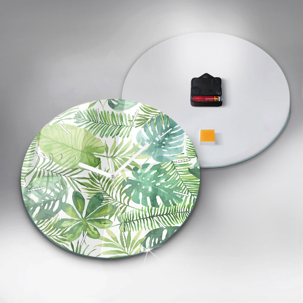 Zegar ścienny okrągły Zielone liście