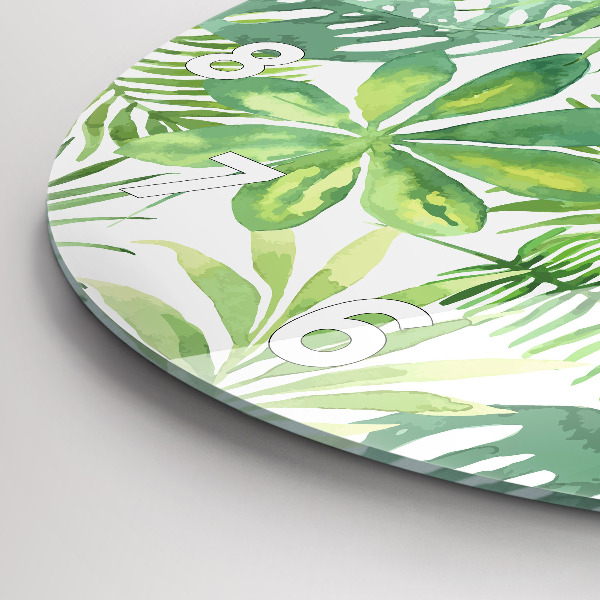 Zegar ścienny okrągły Zielone liście