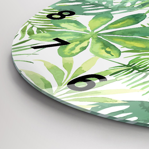 Zegar ścienny okrągły Zielone liście