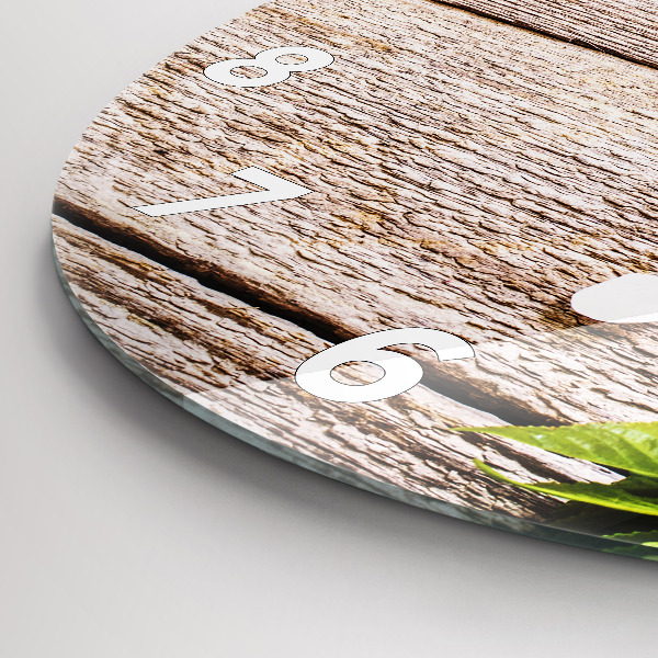 Zegar ścienny okrągły Kwiaty na drewnie