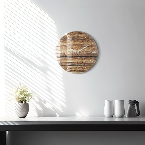 Zegar ścienny okrągły Drewniane deski