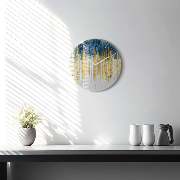 Zegar szklany okrągły Dekoracyjny wzór i złoto