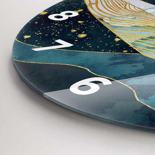 Zegar szklany okrągły Abstrakcyjny wieloryb