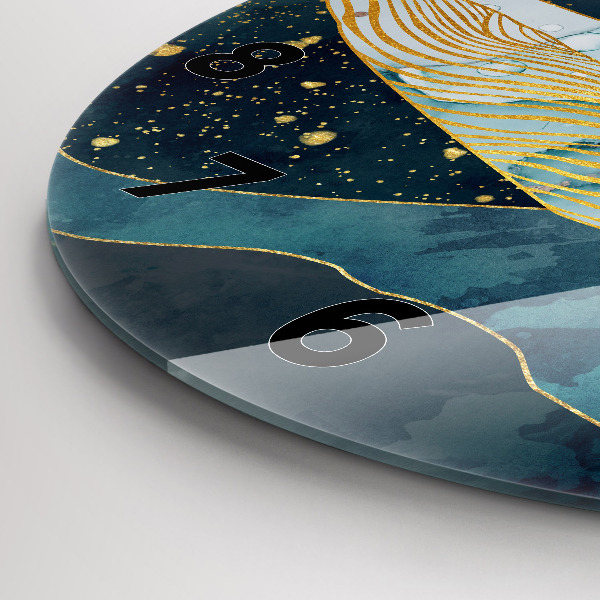 Zegar szklany okrągły Abstrakcyjny wieloryb