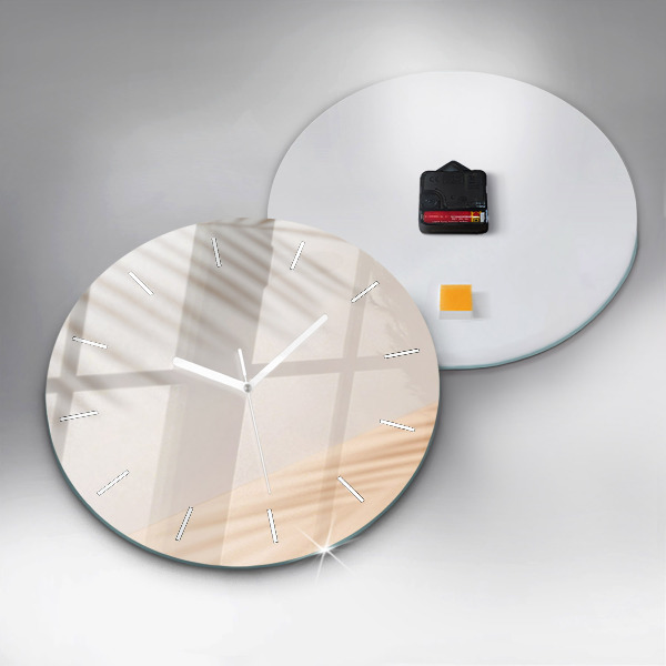 Zegar szklany okrągły Kremowa abstrakcja