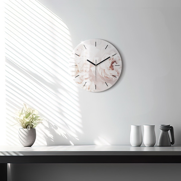 Zegar szklany okrągły Kwiaty piwonii