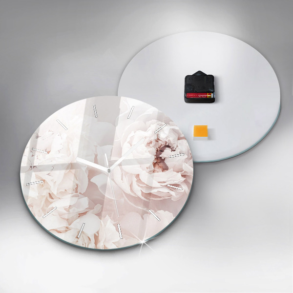 Zegar szklany okrągły Kwiaty piwonii