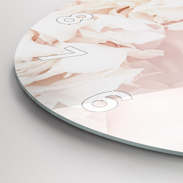 Zegar szklany okrągły Kwiaty piwonii