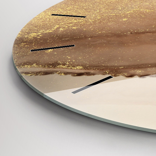 Zegar szklany okrągły Beżowa sztuka nowoczesna