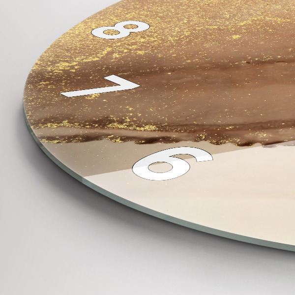 Zegar szklany okrągły Beżowa sztuka nowoczesna