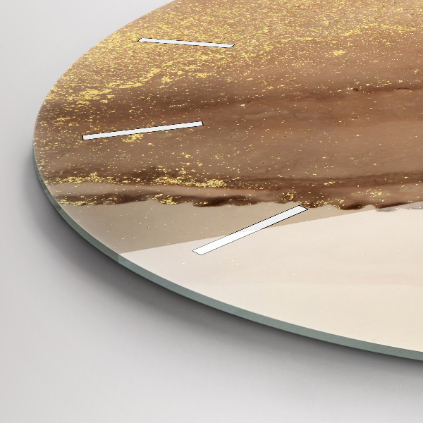 Zegar szklany okrągły Beżowa sztuka nowoczesna