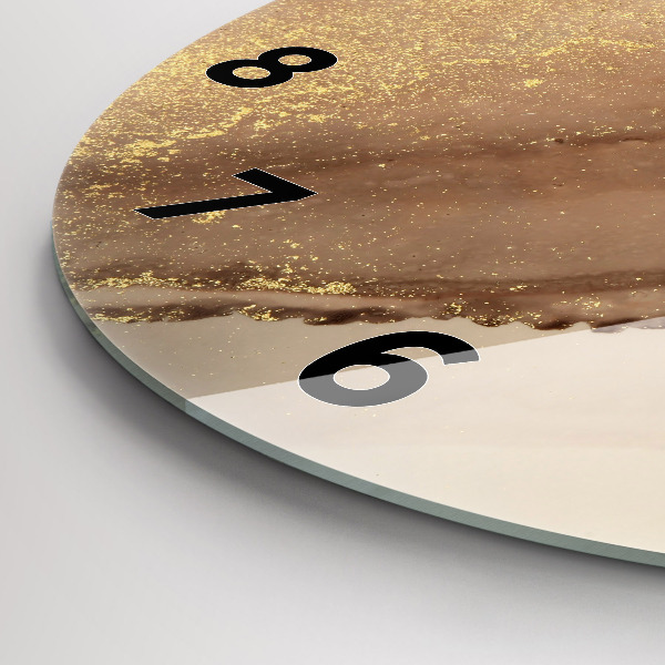 Zegar szklany okrągły Beżowa sztuka nowoczesna