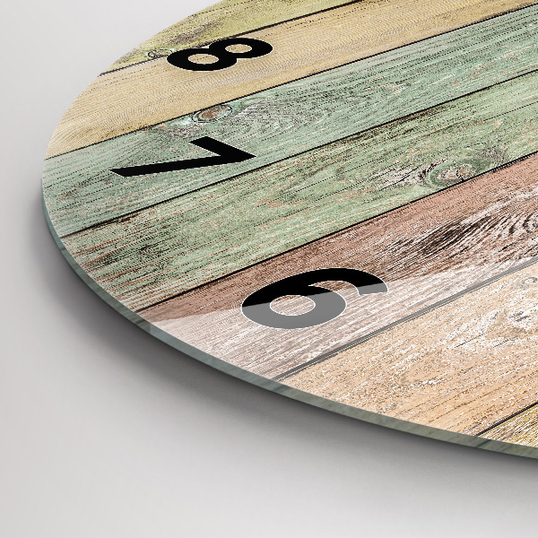 Zegar ścienny okrągły Kolorowe deski